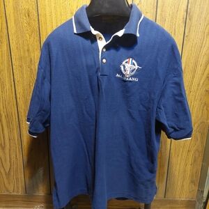 Ford Mustang Blue Polo Shirt for Men 35th Anniversary XL Vintage 90s Embroidered